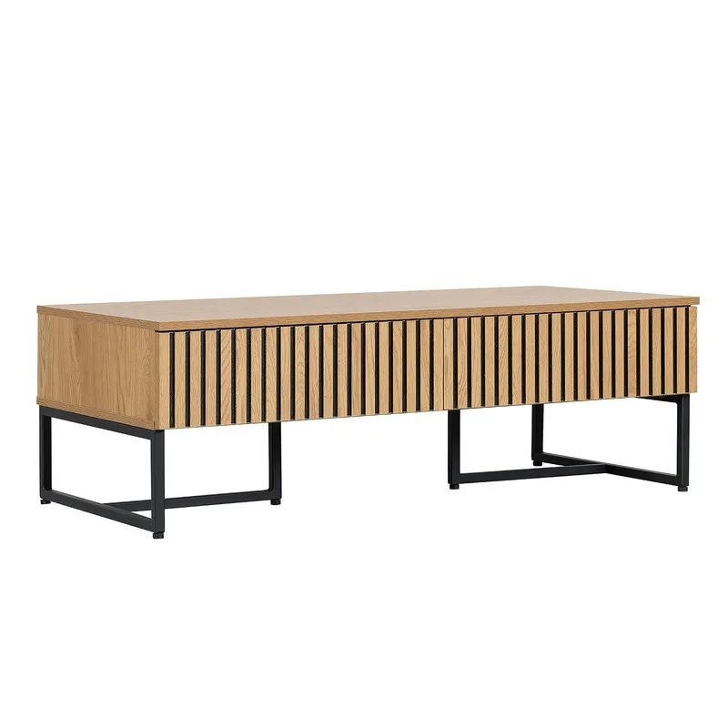 Soffbord Hampton 120x60x40 cm melamin - melamin med ekbark; svarta detaljer — melamin med ekbark; svarta detaljer