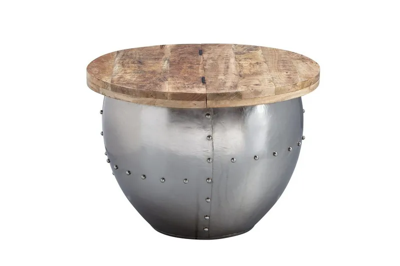 Soffbord Wohnling Massivt trä 60 cm Industriell nitad förvaringsutrymme — Wohnling