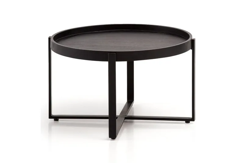 Soffbord Wohnling Massivt trä rund 60 cm med klassiskt utseende metallram modern — Wohnling