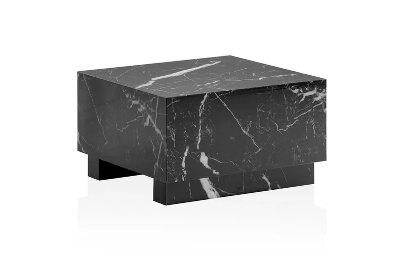 Soffbord Wohnling MONOBLOC modernt utseende, 60x60x35 cm, med släda ben Marmor Svart - Marmor Svart — Wohnling