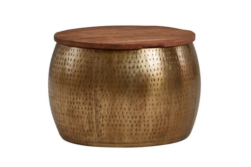 Soffbord Wohnling Rund diameter 60 cm förvaringsutrymme massivt bordsytor lantlig stil — Wohnling