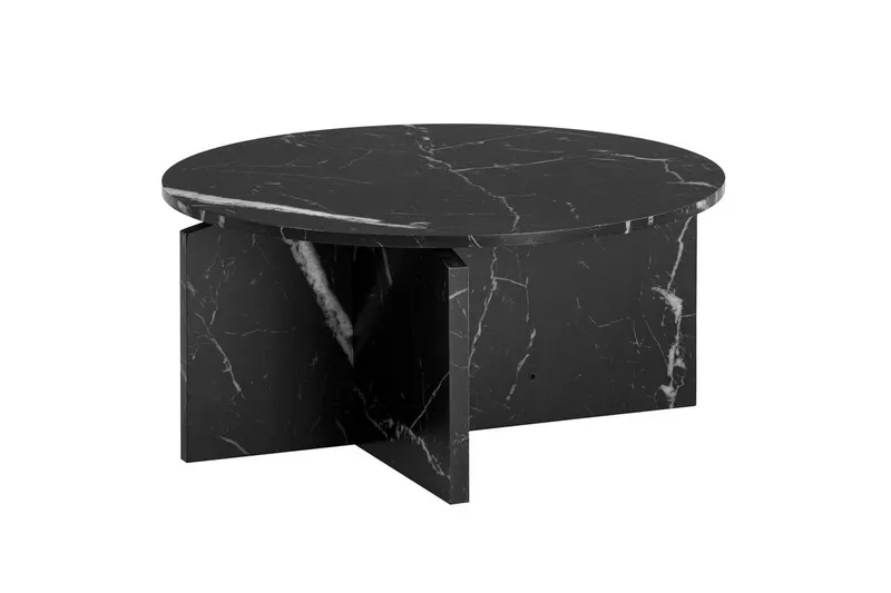 Soffbord Wohnling Rund stensikt stil modern look 70 cm, Marmor Svart - 70 cm, Marmor Svart — Wohnling
