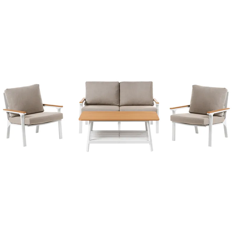 Soffgrupp utomhus med Bord 4-Sits Orero - Beige/Vit/Brun — Beige/Vit/Brun