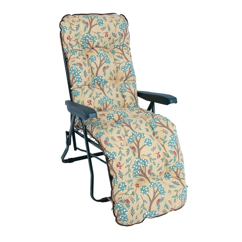 Solstol Baden-Baden Beige blommig dyna - grön med beige blommig dyna — grön med beige blommig dyna