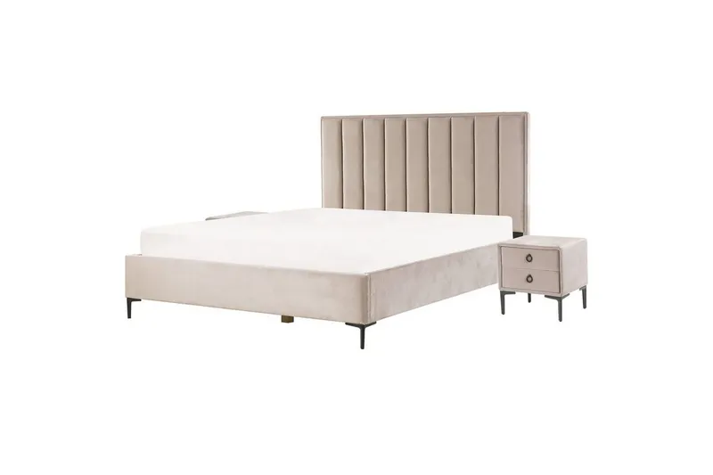 Sovrumsset Sezanne Beige/grå/svart, 180x200 cm, Sammet - Beige/grå/svart, 180x200 cm, Sammet — Beige/grå/svart, 180x200 cm, Sammet