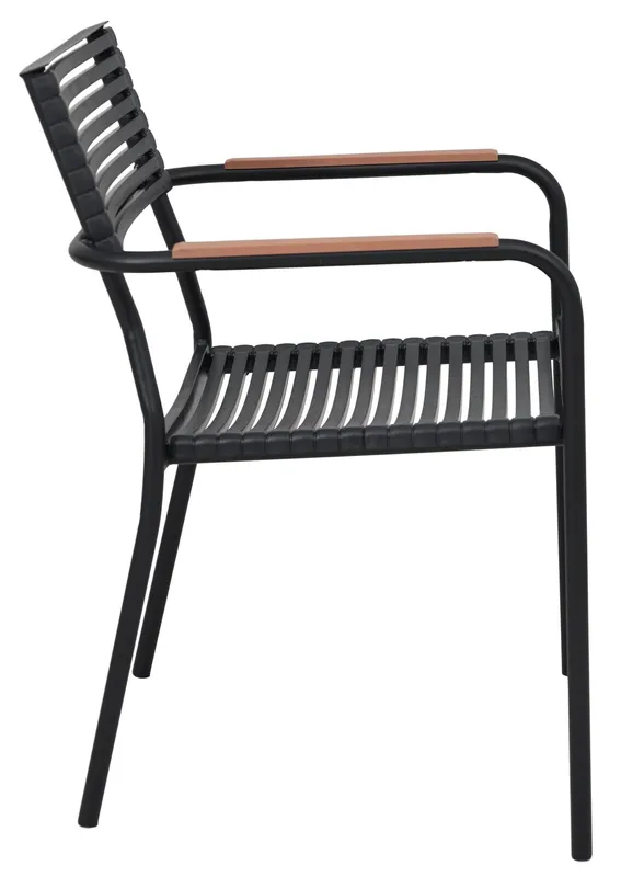 Stapelbar utestol i metall \| Svart / Beige \| Pino