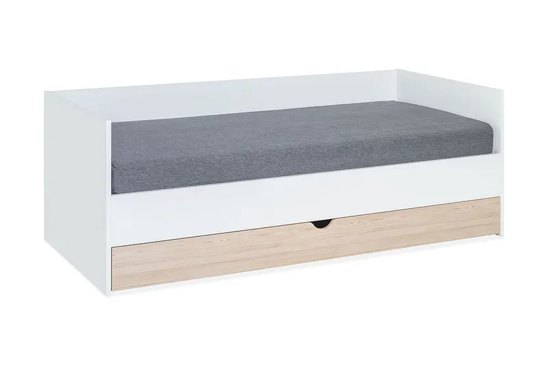 Stige Säng med Extrasäng 90x200 cm Vit/Trä/Natur - Vit/Trä/natur — VOX