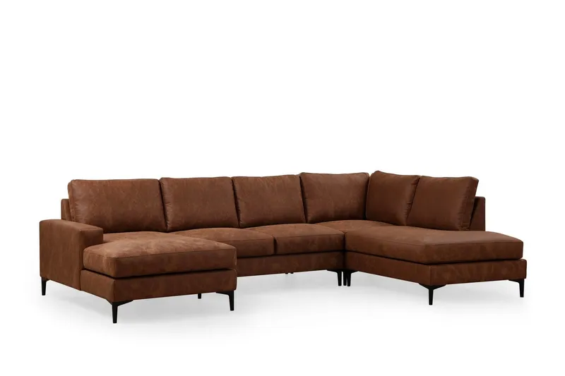 Svanabyn Soffa m. Divan och Schäslong 4-sits - Brun — Brun
