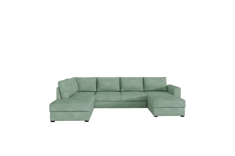 Taberk Bäddsoffa med Divan och Schäslong 4-sits i Bouclé - Grön (Art.nr 3079759) — Grön