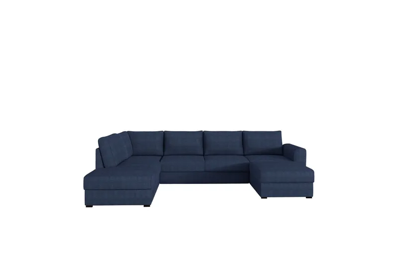 Taberk Bäddsoffa med Divan och Schäslong 4-sits i Chenille - Blå (Art.nr 3079738) — Blå