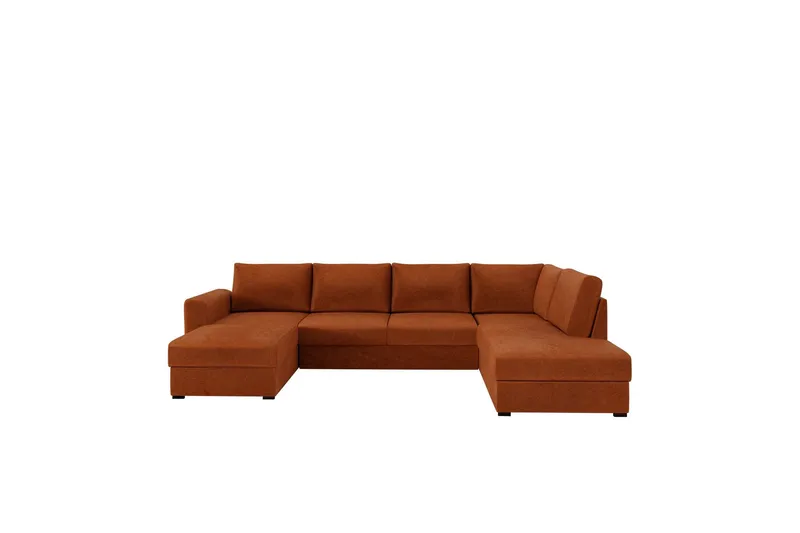 Taberk Bäddsoffa med Divan och Schäslong 4-sits i Chenille - Orange (Art.nr 3079839) — Orange