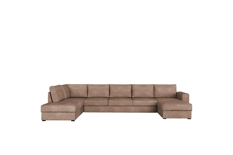 Taberk Bäddsoffa med Divan och Schäslong 5-sits i Bouclé - Rosa (Art.nr 3079741) — Rosa