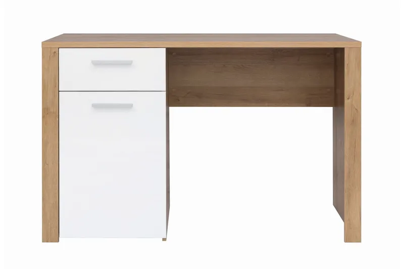Tarka Datorbord 120 cm med Förvaring Låsa + Skåp - Ek/Vit — Ek/Vit