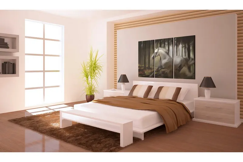 Tavla A white horse in the midst of the trees 90x60 - Artgeist sp. z o. o. — Artgeist sp. z o. o.