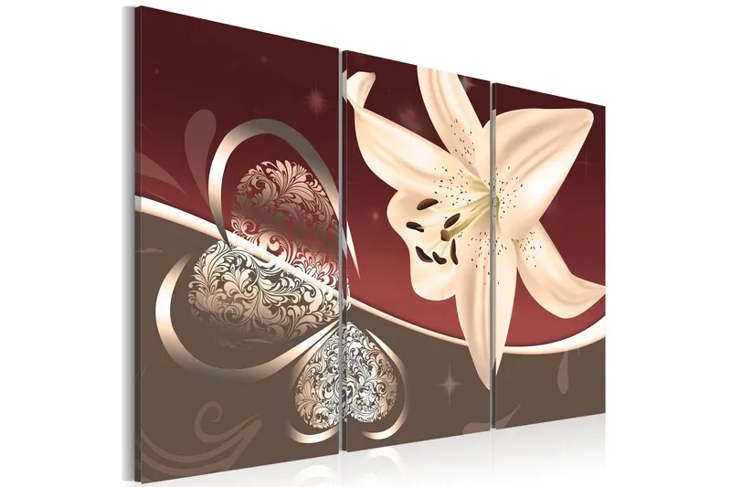 Tavla Abstraction With Lily Triptych 120x80 - Artgeist sp. z o. o. — Artgeist sp. z o. o.