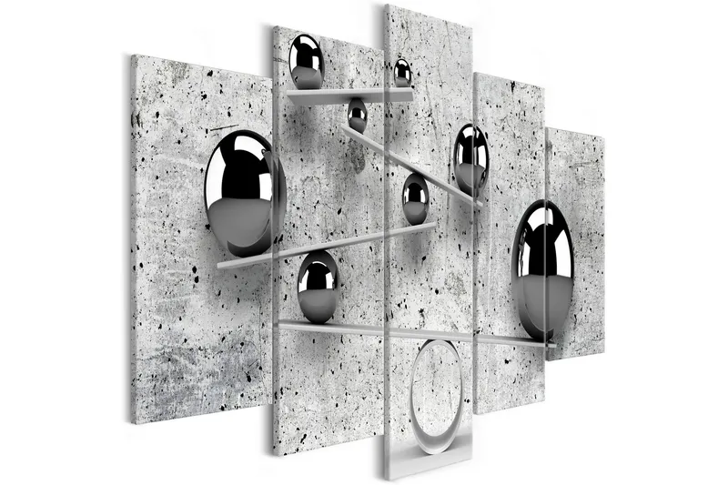 Tavla Balls And Concrete 5 Parts Wide 100x50 - Artgeist sp. z o. o. — Artgeist sp. z o. o.