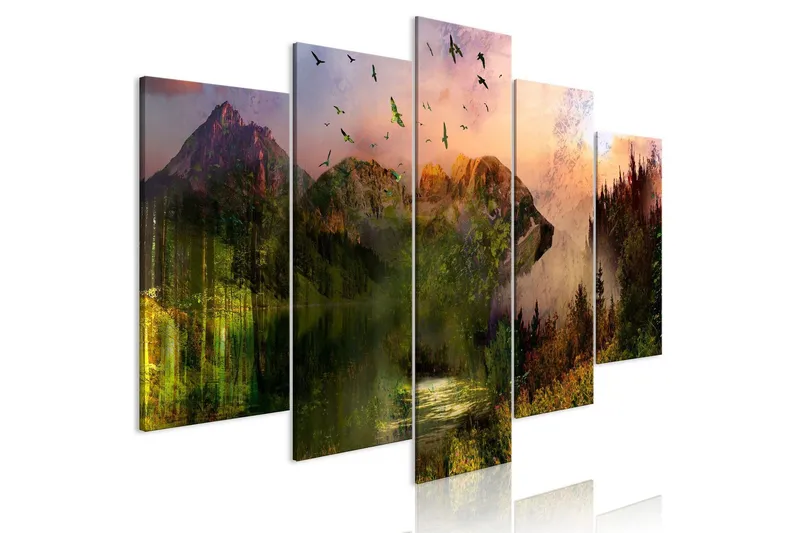Tavla Bear In The Mountain 5 Parts Wide 100x50 - Artgeist sp. z o. o. — Artgeist sp. z o. o.