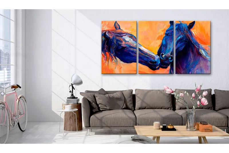 Tavla Blue Horses 60x30 - Artgeist sp. z o. o. — Artgeist sp. z o. o.