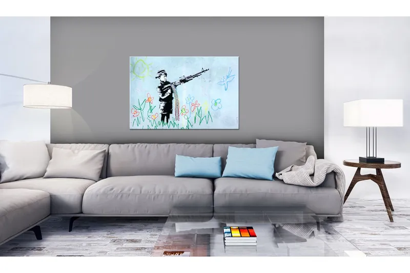 Tavla Boy with Gun by Banksy 90x60 - Artgeist sp. z o. o. — Artgeist sp. z o. o.