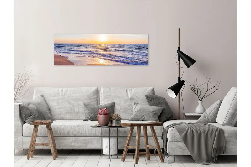 Tavla Calm Waves (1 Part) Narrow Brown 135x45 - Artgeist sp. z o. o. — Artgeist sp. z o. o.