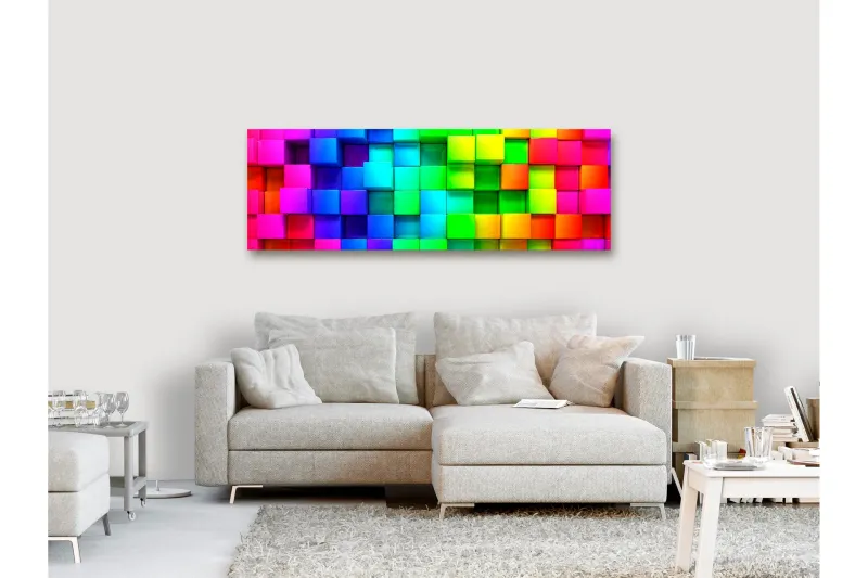 Tavla Colourful Cubes (1 Part) Narrow 135x45 - Artgeist sp. z o. o. — Artgeist sp. z o. o.