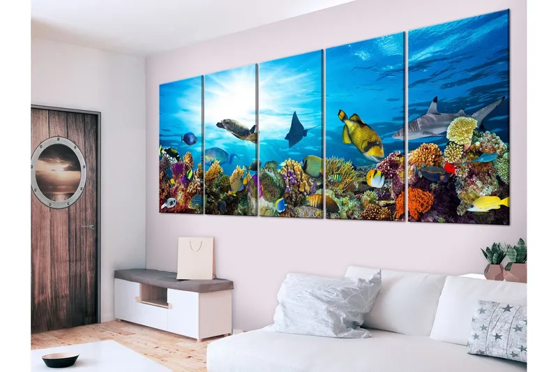 Tavla Coral Reef (5 Parts) Narrow 225x90 - Artgeist sp. z o. o. — Artgeist sp. z o. o.