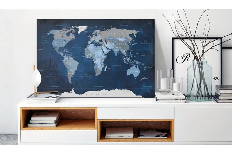 Tavla Dark Blue World 90x60 - Artgeist sp. z o. o. — Artgeist sp. z o. o.