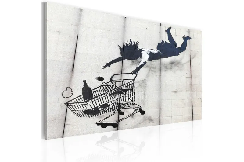 Tavla Falling Woman With Supermarket Trolley Banksy 60x40 - Artgeist sp. z o. o. — Artgeist sp. z o. o.