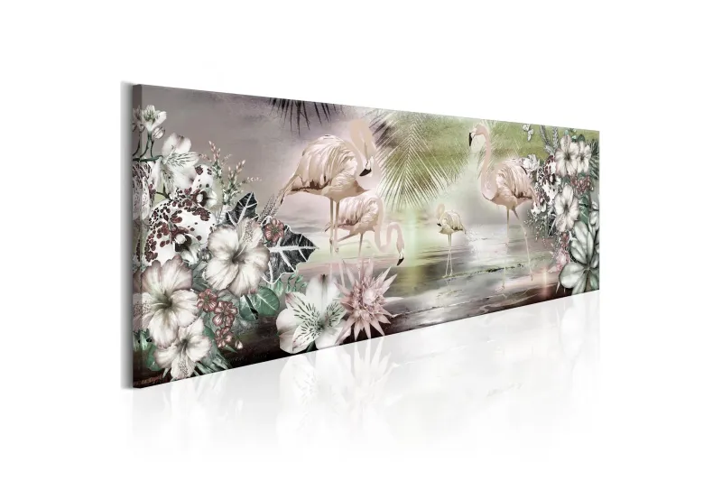 Tavla Flamingoes And Flowers 150x50 - Artgeist sp. z o. o. — Artgeist sp. z o. o.