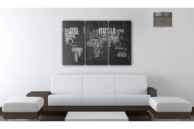 Tavla Karta över världen (spanska språket) Triptych 90x60 - Artgeist sp. z o. o. — Artgeist sp. z o. o.