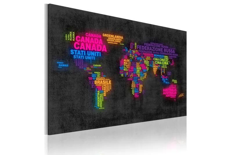 Tavla Kartan Över Världen Italienska Namn 90x60 - Artgeist sp. z o. o. — Artgeist sp. z o. o.