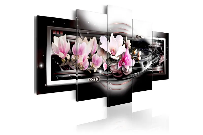 Tavla Magnolias On A Black Background 100x50 - Artgeist sp. z o. o. — Artgeist sp. z o. o.