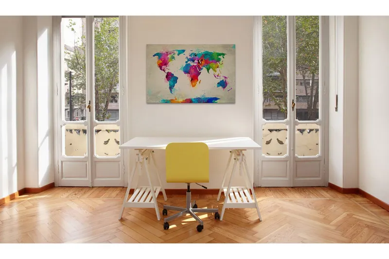 Tavla Map of the world an explosion of colors 120x80 - Artgeist sp. z o. o. — Artgeist sp. z o. o.