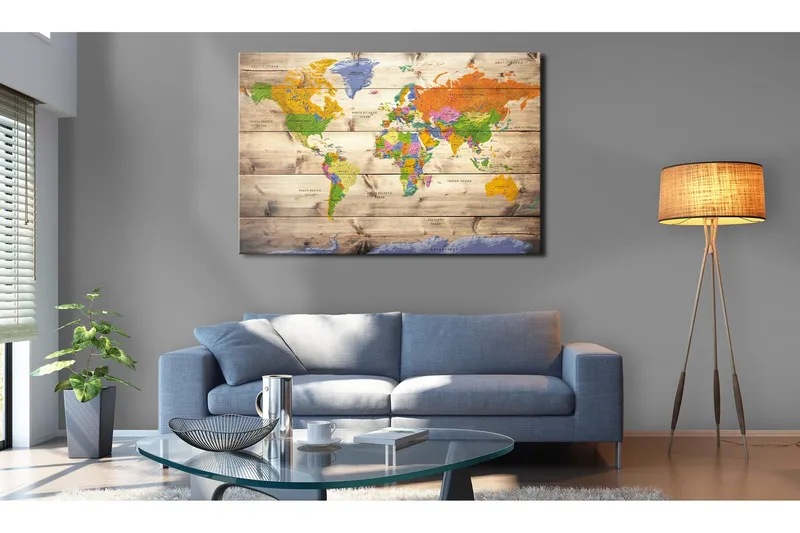 Tavla Map on wood: Colourful Travels 120x80 - Artgeist sp. z o. o. — Artgeist sp. z o. o.