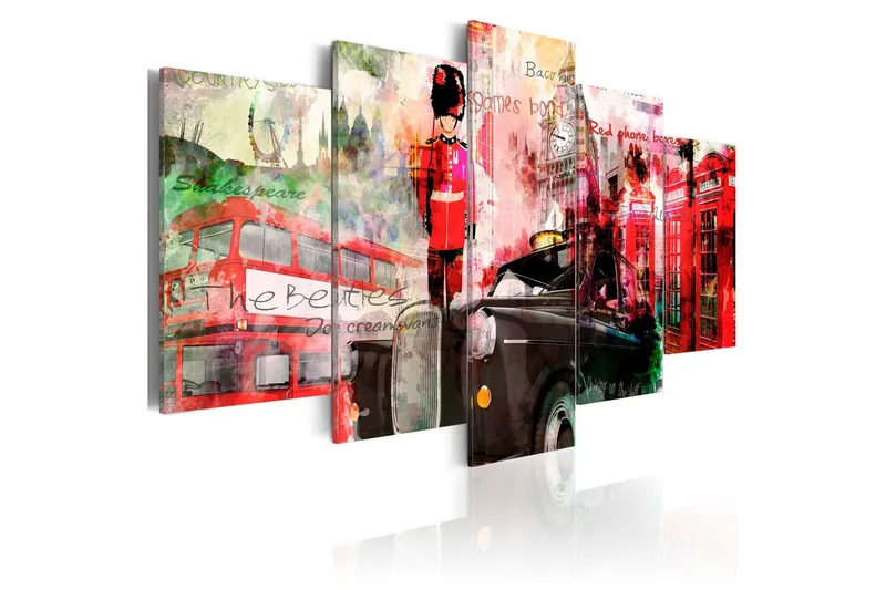 Tavla Memories From London 5 Pieces 100x50 - Artgeist sp. z o. o. — Artgeist sp. z o. o.