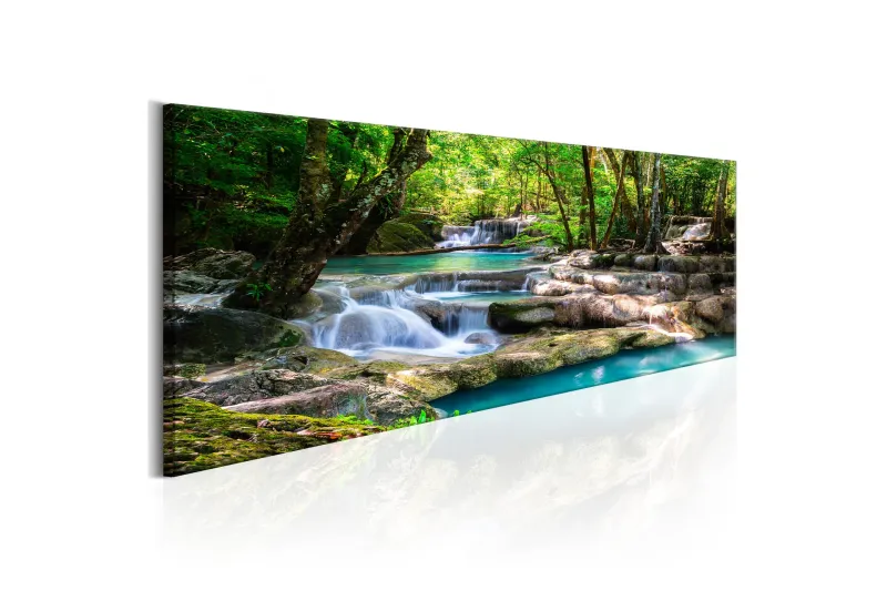 Tavla Nature: Forest Waterfall 135x45 - Artgeist sp. z o. o. — Artgeist sp. z o. o.