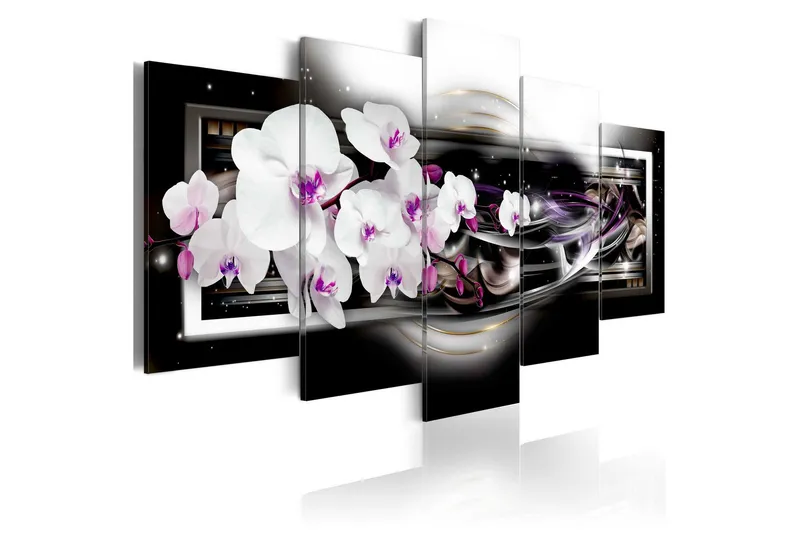 Tavla Orchids On A Black Background 100x50 - Artgeist sp. z o. o. — Artgeist sp. z o. o.
