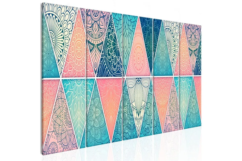 Tavla Oriental Triangles 5 Parts Narrow 200x80 - Artgeist sp. z o. o. — Artgeist sp. z o. o.