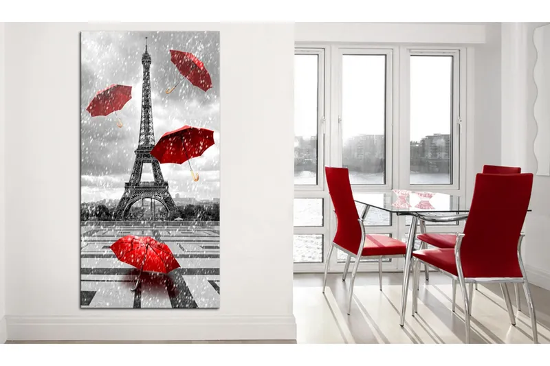 Tavla Paris: Red Umbrellas 60x120 - Artgeist sp. z o. o. — Artgeist sp. z o. o.