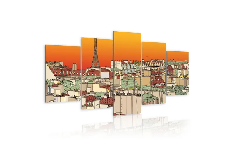 Tavla Parisian Sky In Orange Colour 100x50 - Artgeist sp. z o. o. — Artgeist sp. z o. o.