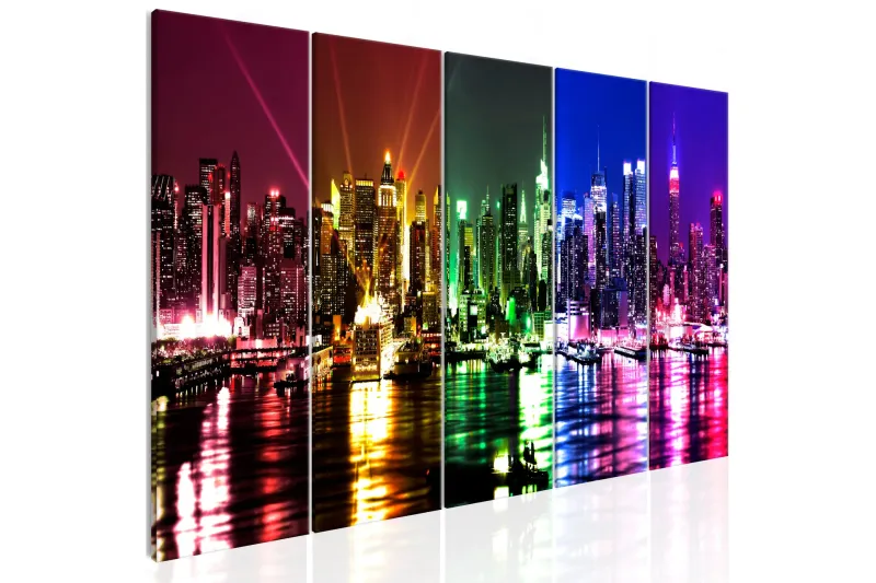 Tavla Rainbow New York 5 Parts Narrow 200x80 - Artgeist sp. z o. o. — Artgeist sp. z o. o.