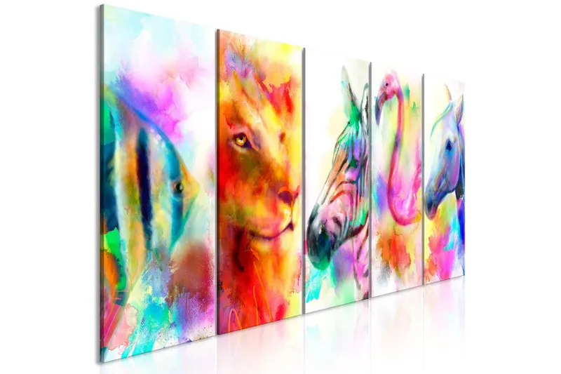 Tavla Rainbow Watercolours 5 Parts Narrow 200x80 - Artgeist sp. z o. o. — Artgeist sp. z o. o.