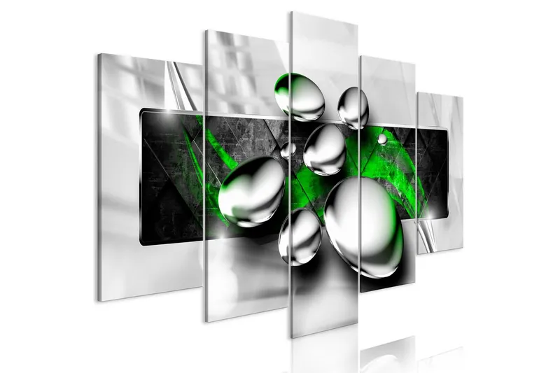Tavla Shiny Stones 5 Parts Wide Green 200x100 - Artgeist sp. z o. o. — Artgeist sp. z o. o.