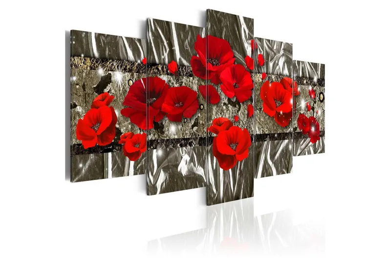 Tavla Silver Poppies 100x50 - Artgeist sp. z o. o. — Artgeist sp. z o. o.