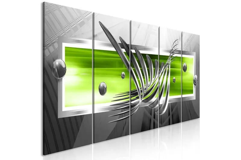 Tavla Silver Wings 5 Parts Narrow Green 200x80 - Artgeist sp. z o. o. — Artgeist sp. z o. o.