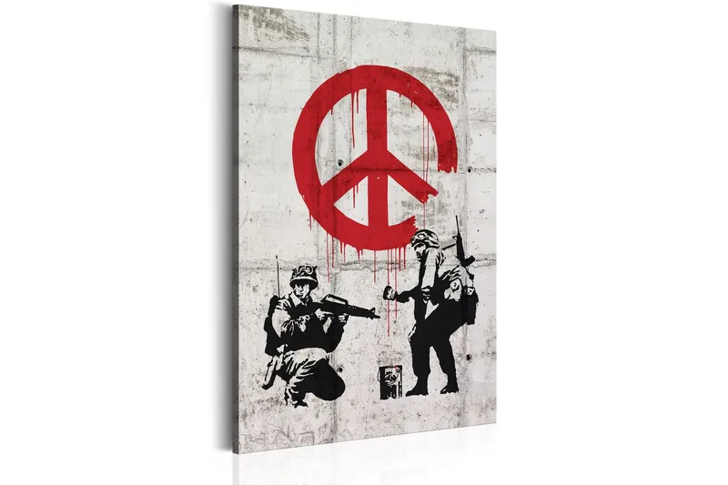 Tavla Soldiers Painting Peace By Banksy 60x90 - Artgeist sp. z o. o. — Artgeist sp. z o. o.