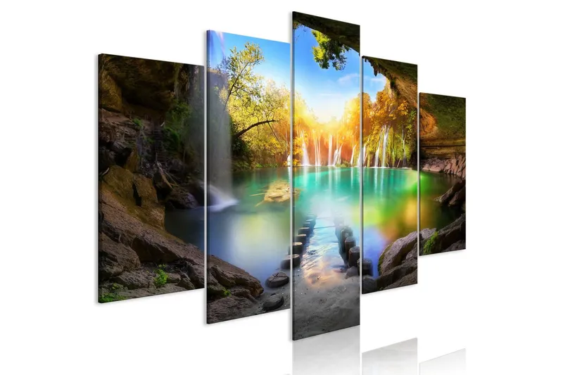 Tavla Turquoise Lake 5 Parts Wide 100x50 - Artgeist sp. z o. o. — Artgeist sp. z o. o.