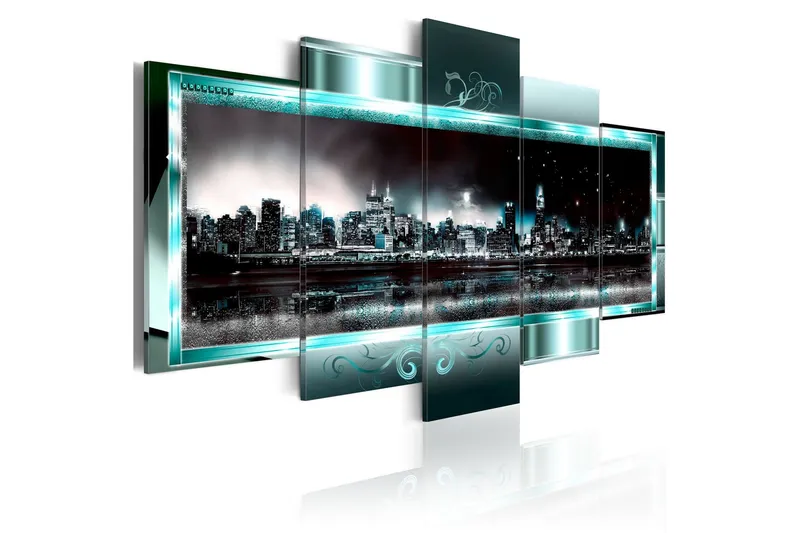 Tavla Turquoise New York Starry Night 100x50 - Artgeist sp. z o. o. — Artgeist sp. z o. o.