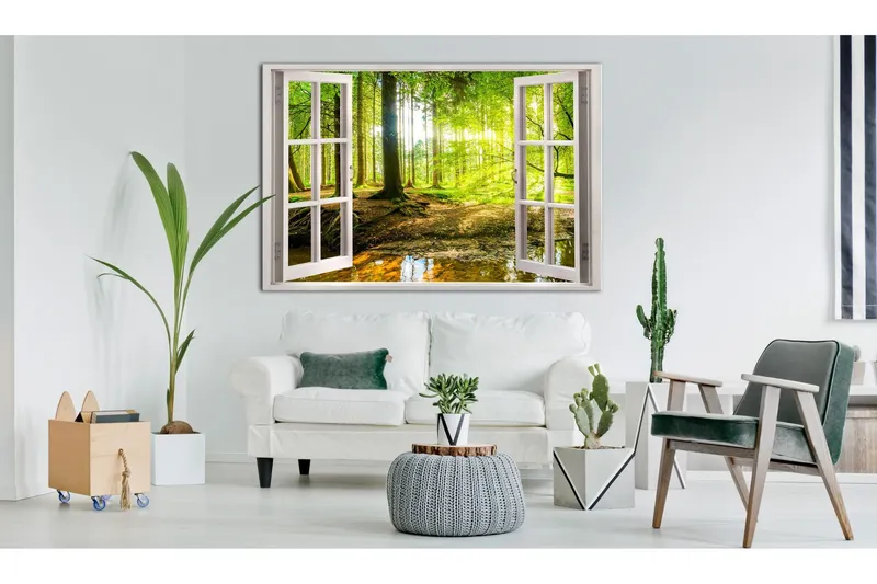 Tavla Window: View on Forest 120x80 - Artgeist sp. z o. o. — Artgeist sp. z o. o.