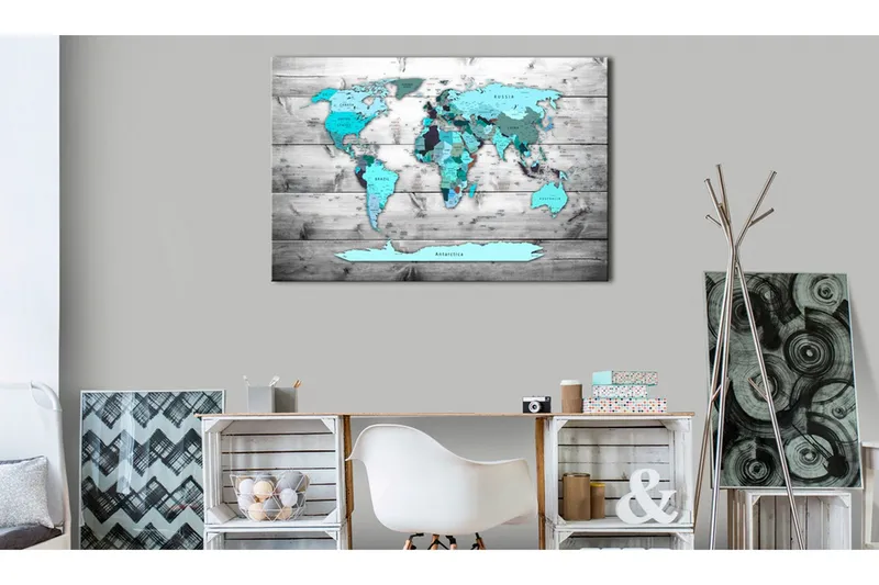 Tavla World Map: Blue World 90x60 - Artgeist sp. z o. o. — Artgeist sp. z o. o.